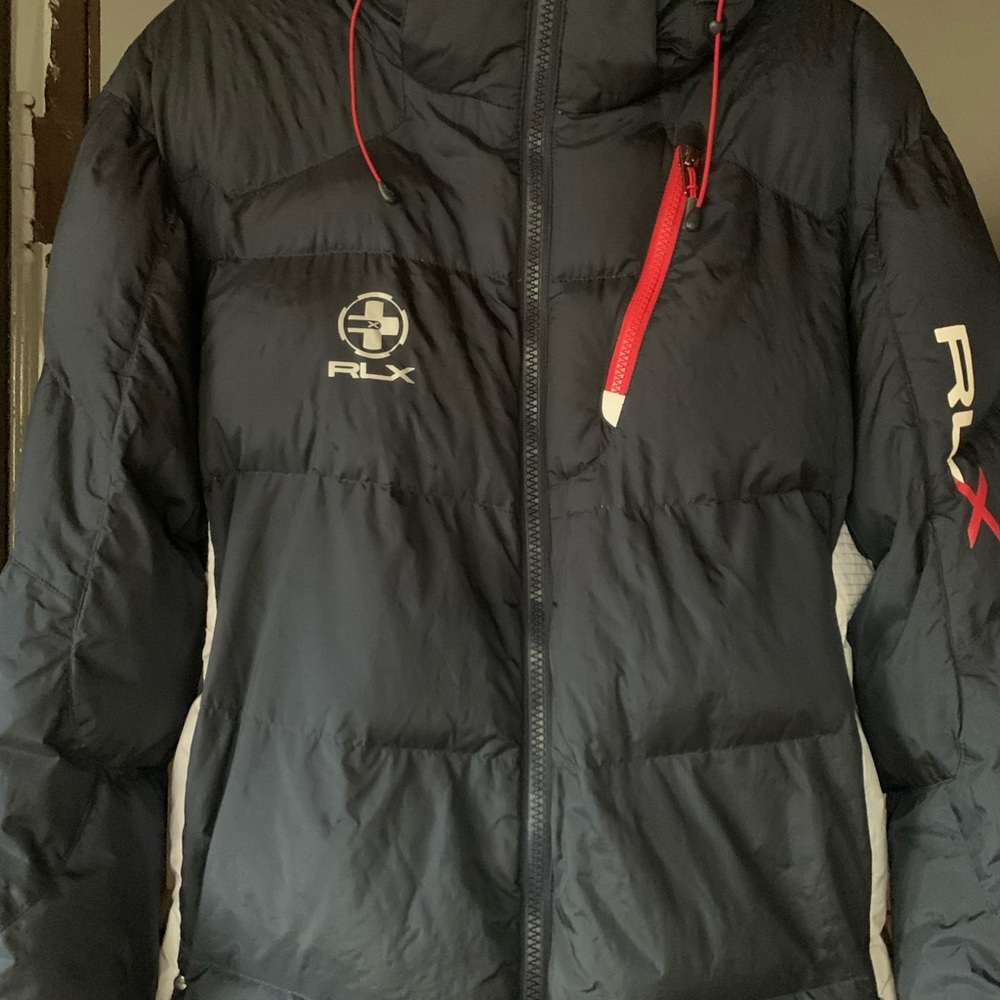 Ralph Lauren RLX Gent’s Size Down & Feathers Hooded Jacket Navy & White